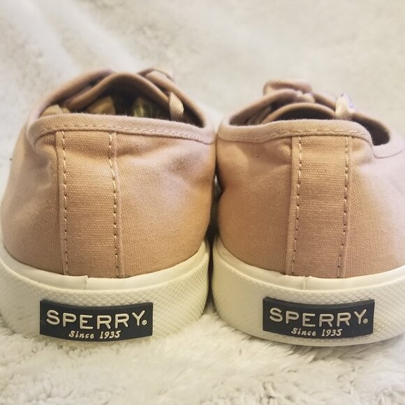 Sperry Crest Vibe Satin Lace Sneakers Womens' Size 8.5 Pink Shoes STS83390 - Picture 2 of 5